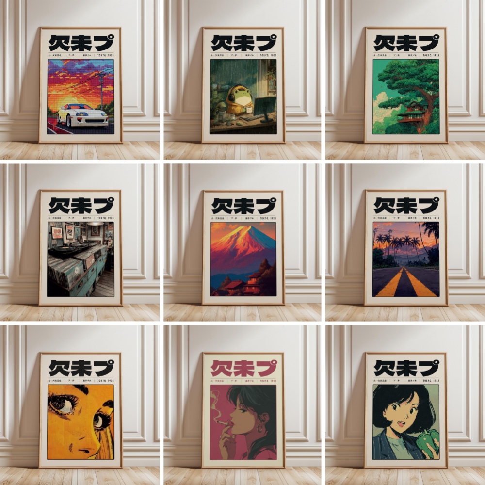 Japanese Lifestyle Culture - Pósteres Retro de Tokio, Estilo Vaporwave,